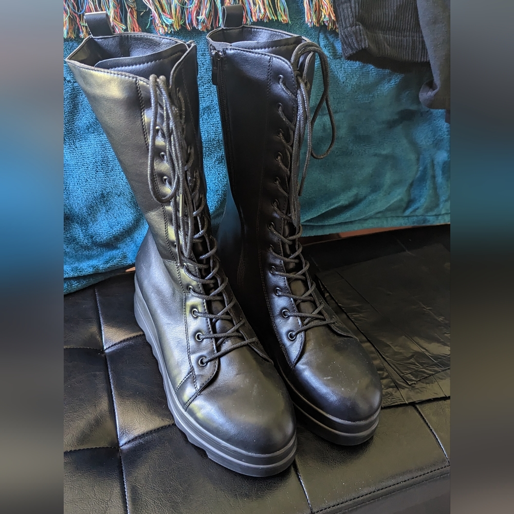 Black combat boots